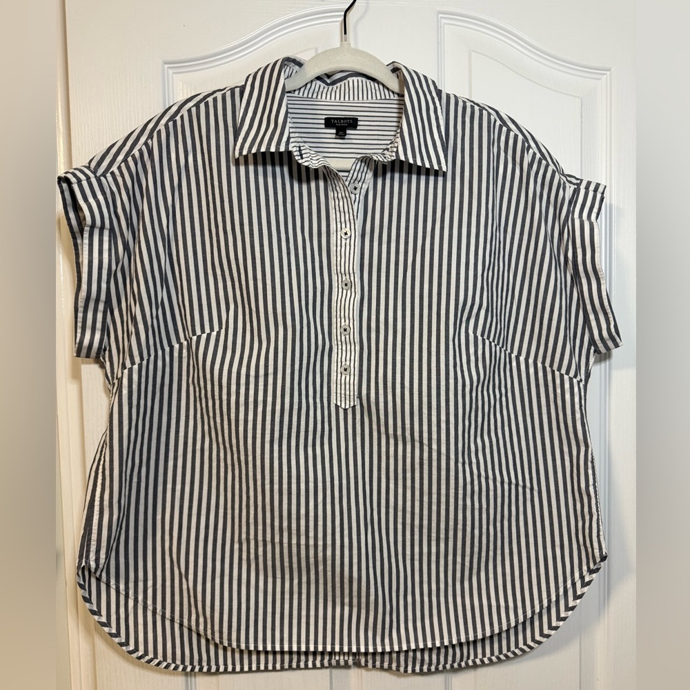 Talbots Women's Striped 1X Petite 100% Cotton Shirt